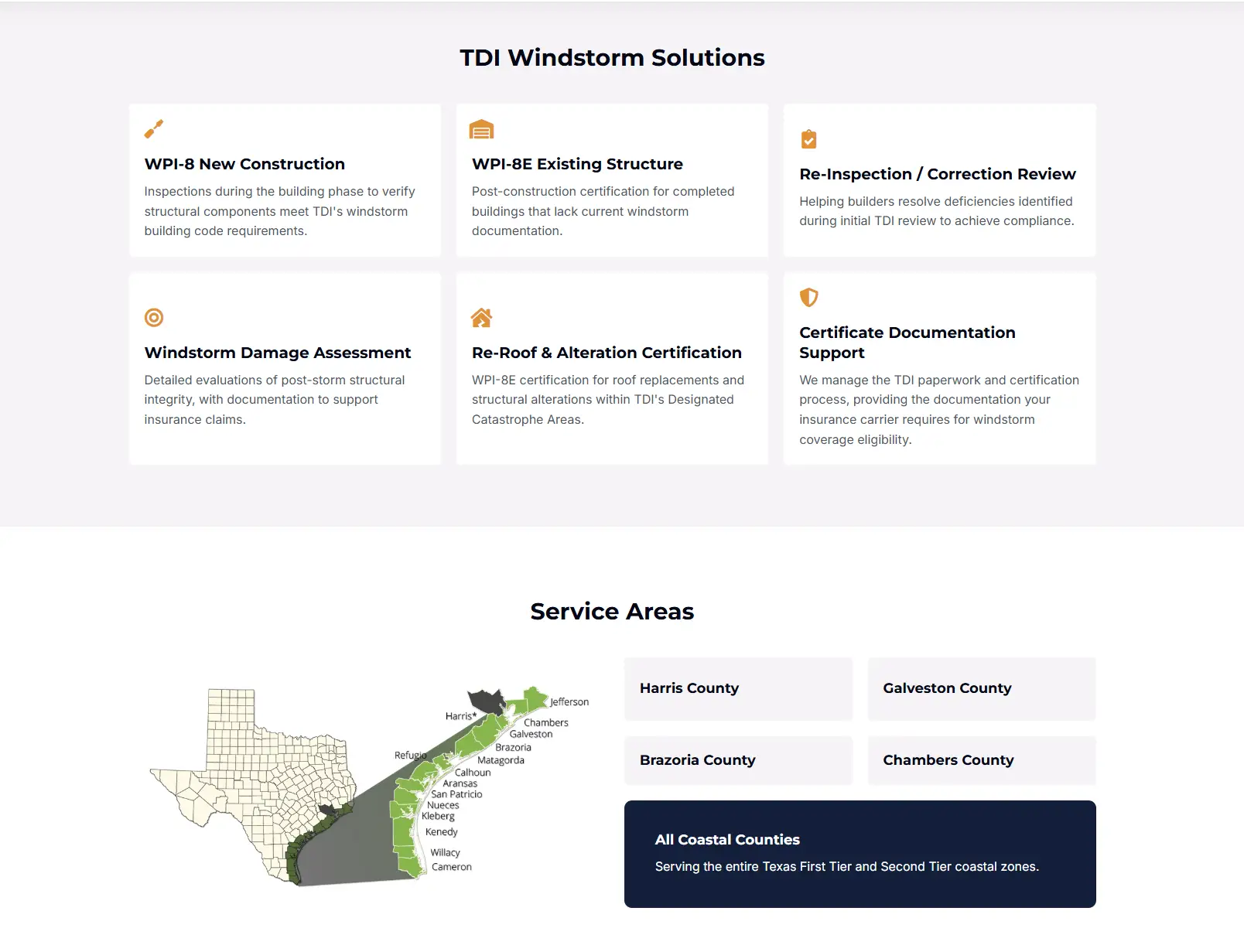 1ST Choice Consulting service area website section